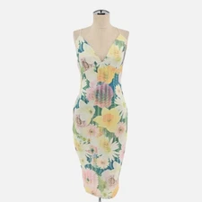AX Paris Digital Floral Dress Womens Size 10 Cami String Pastel Midi Bodycon