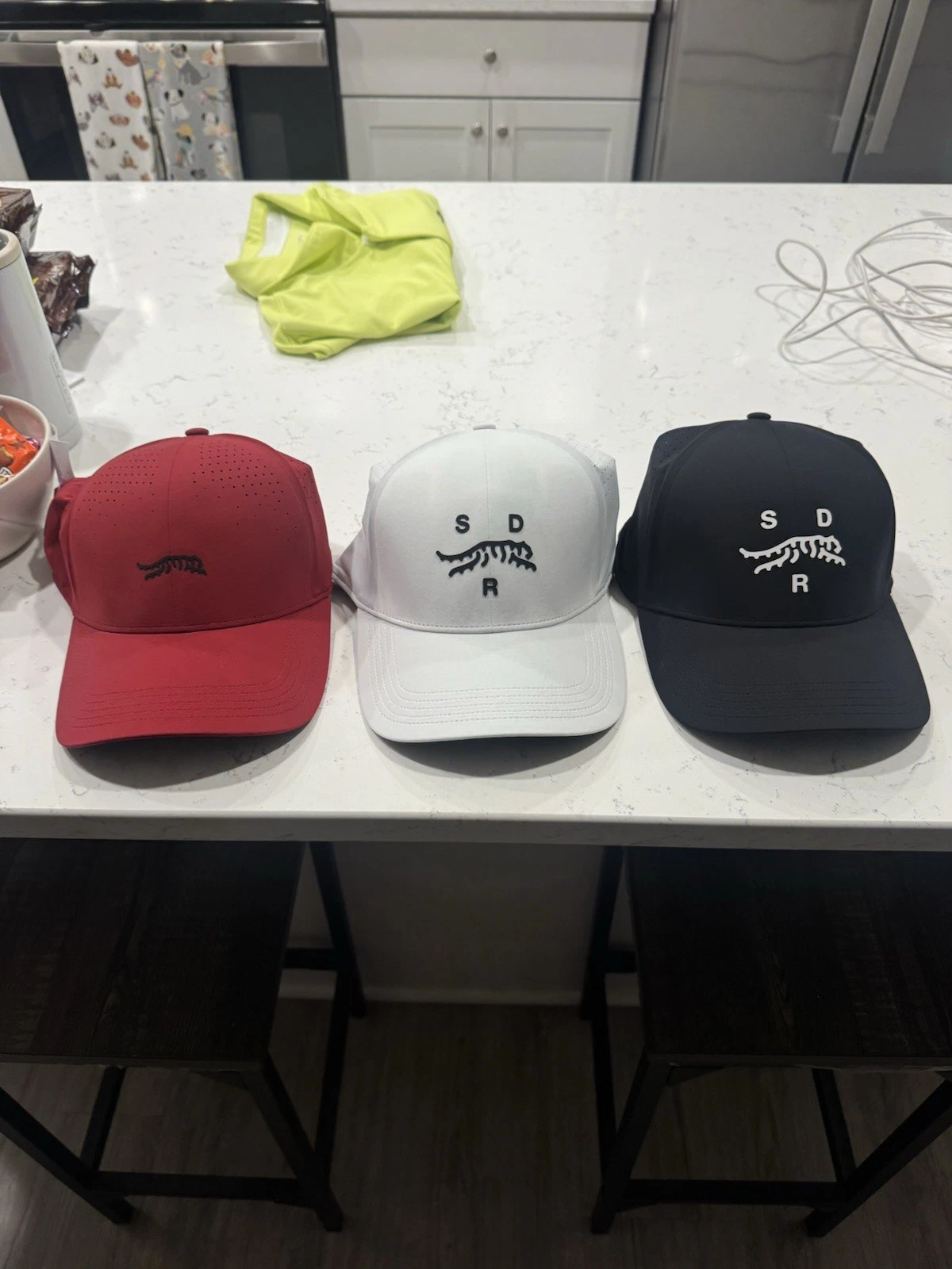 Sun Day Red Embroidered Logo Baseball Cap - Red, White, Black (Set of 3)