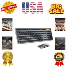 Backlit Bluetooth Keyboard and Mouse for Mac, KM100-A Full Size Wireless Keyb...