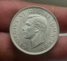 1944 King George VI  Half Crown Silver Coin