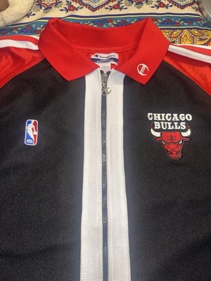 Champion Chicago Bulls NBA Track Jacket XXL Black Red White Zip Polyester