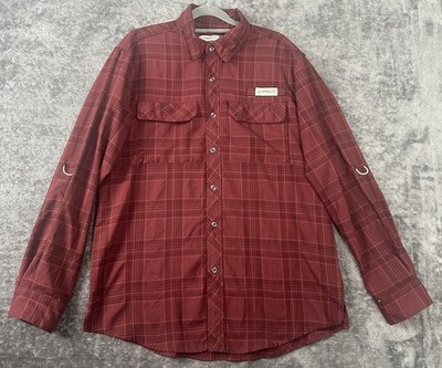 Magellan Outdoors Mens M Classic Fit Plaid Long Sleeve Moisture Wicking Shirt