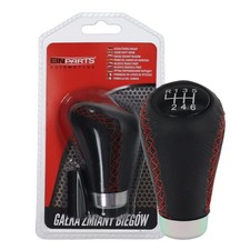 Schaltknauf 6 Gang Universal Schaltknüppel R links Leder rote Naht 2 Adapter