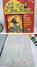 1976 The FONZ-Craft Master PAINT BY NUMBER Kit PBN Happy Days 9"x12"-Pre-Printed