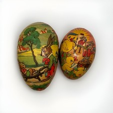 Vintage Echt Erzgebirge German Easter Eggs Paper Mache Set of 2 Nesting