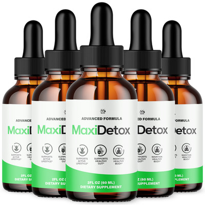 (5 Pack) MaxiDetox Advanced Max Formula Drops for Fitness & Energy 150 Servings