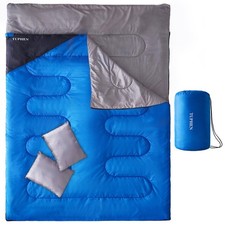 Double Sleeping Bag, Sleeping Bag with 2 Pillows, Queen Size XL Bag for 2 Peo...