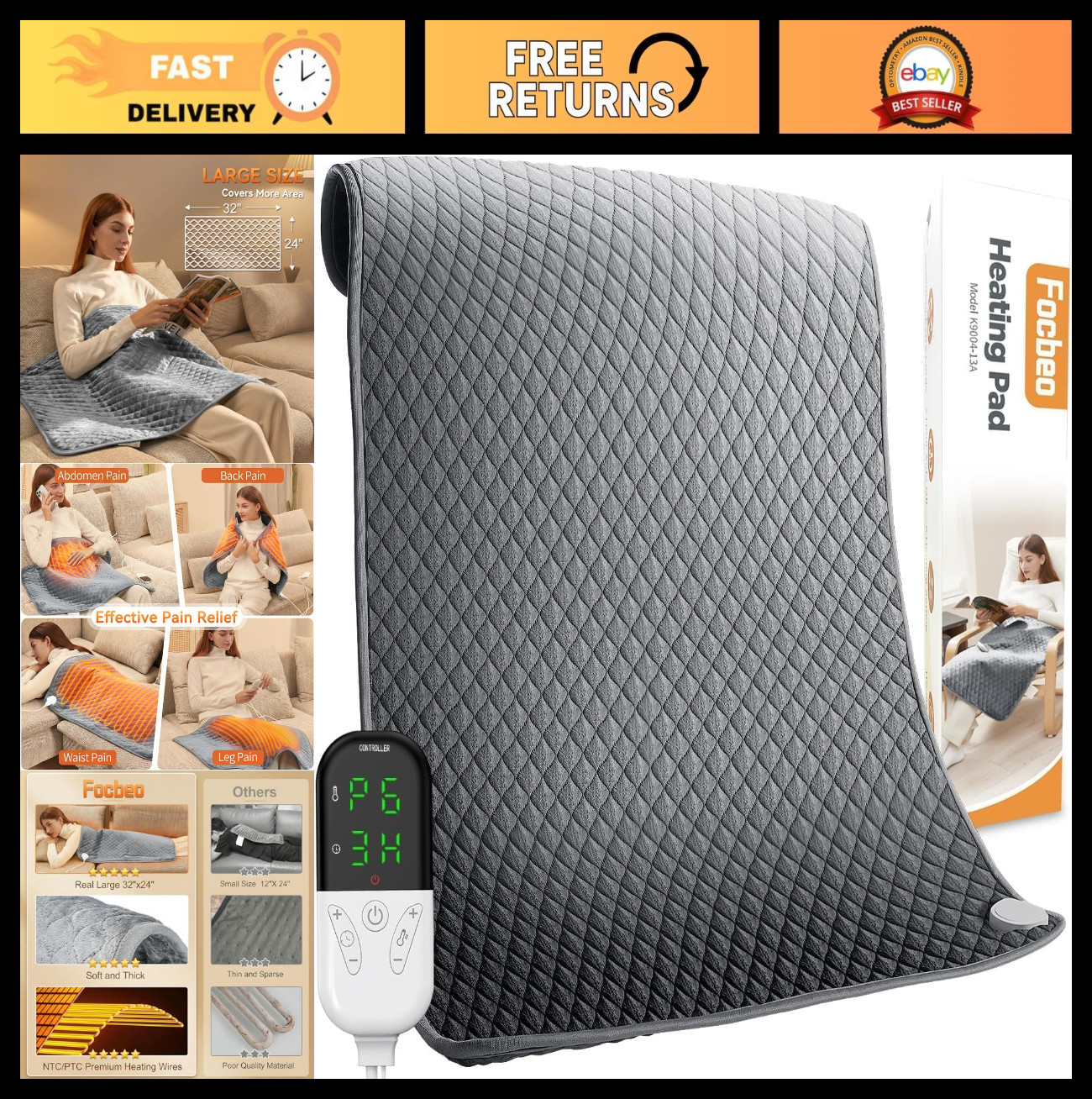 32"x24" For Back Pain Relief, Auto Shut Off, M