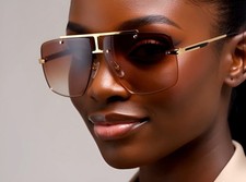 Sunglasses Oversized Women Rimless Rectangular Fancy Shades Outdoor Outfit 2026