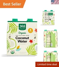 Naturally Delicious Organic Coconut Water - Pulp-Free, 16.9 Fl Oz, Carton of 4