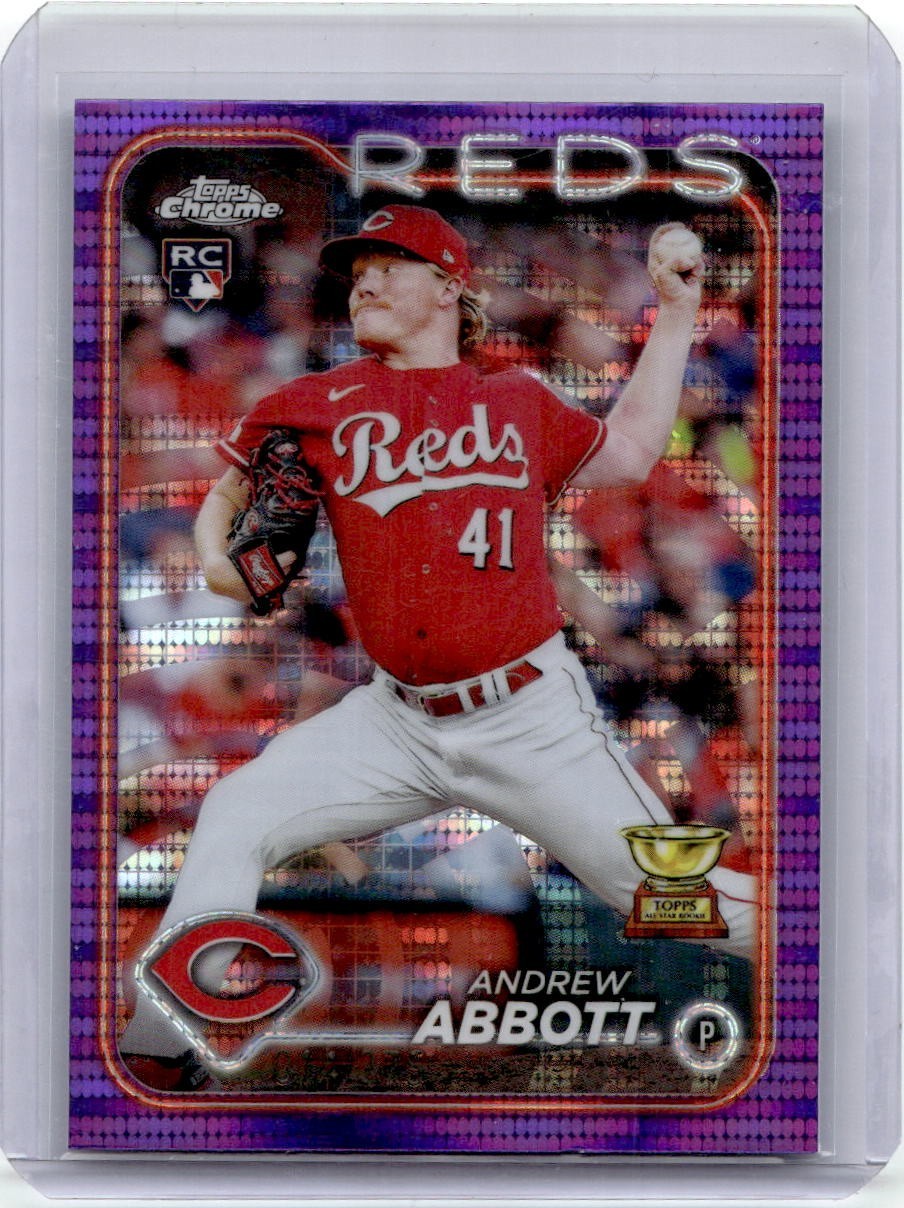 2024 Topps Chrome Andrew Abbott RC Sonar Purple Refractor Rookie /275 Reds #154