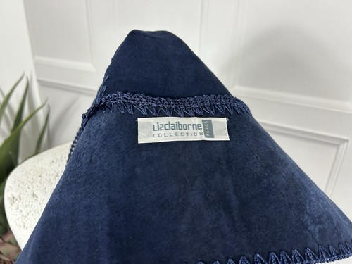 Liz Claiborne Leather Waistcoat Chest Size 36in With Lace Design Trim In Blue - Picture 17 of 17