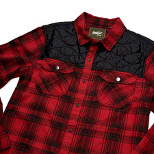 Men's XL Howler Bros Shirt Quintana Quilted Flannel Plaid Red Black Long Sleeve