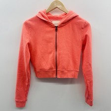 American Eagle Womens Size Small Hooded Zippered Cropped Sweatshirt in Orange
