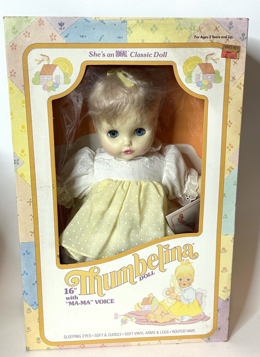 NIB Vintage Thumbelina Ideal Baby Doll Blue Sleepy Eyes 16 I