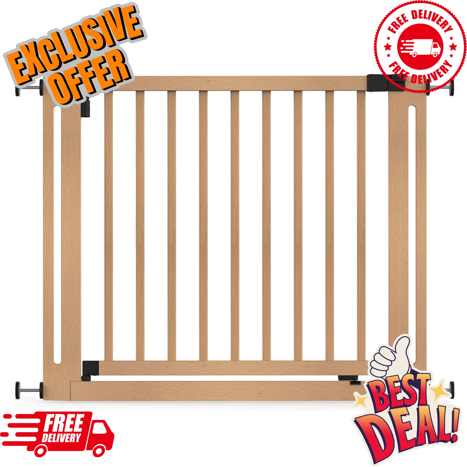 Safetots Wooden Elegance Safety Gate, Natural, 95cm - 103cm, Pressure Fit, 73cm
Opens in a new windo