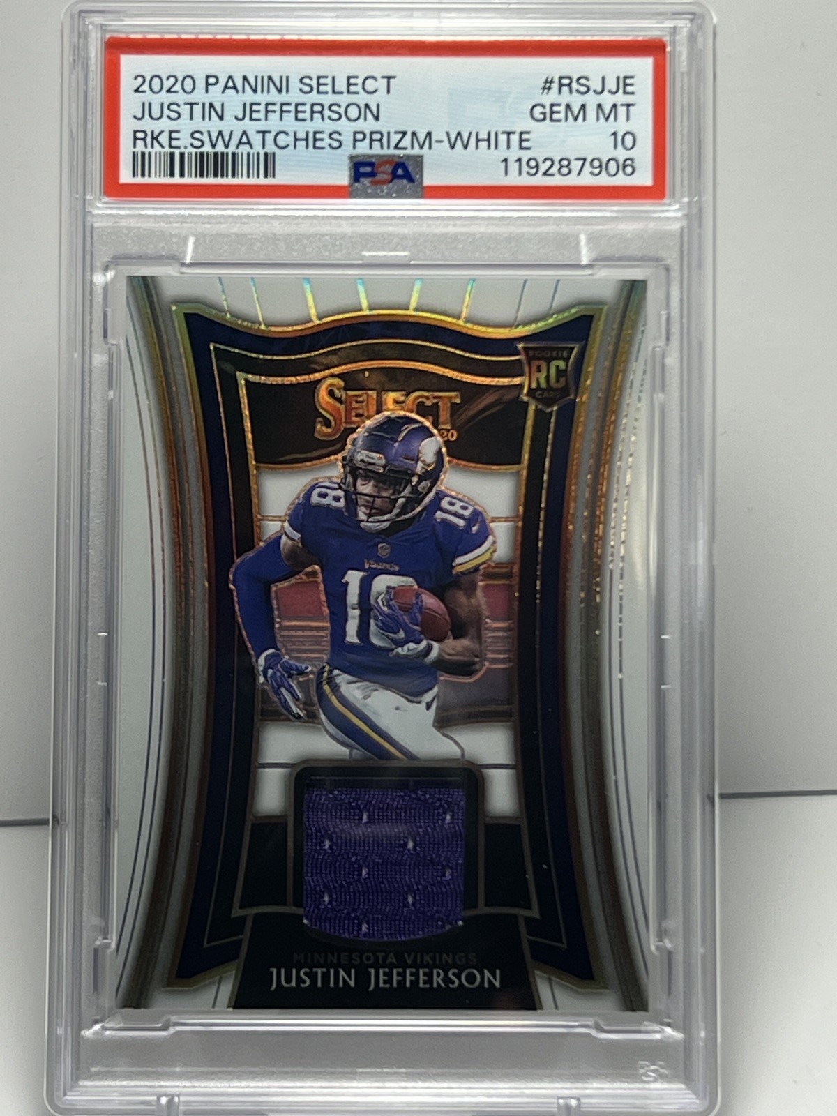 Justin Jefferson Panini Select Rookie Swatches Prizm #RSJJE White