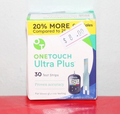 One Touch Ultra Plus Glucose Test Strips - 30 Strips - Expires 12/31/2026