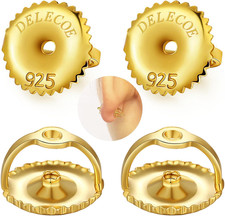 14K White Gold Plated Secure Screw Earring Backs Replacement for Diamond Earring