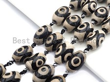 1pc/12pc Tibetan Barrel Agate Beads, Dzi Barrel Shape White Black Eye beads,