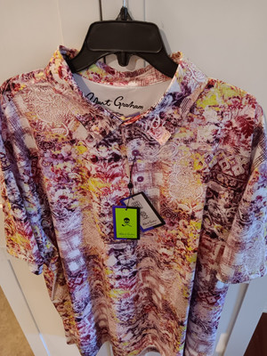 ROBERT GRAHAM MEN'S BERRY WHITE GENEVA S/S POLO SHIRT CLASSIC FIT  3XL $128 NWT