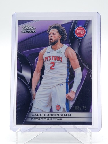 CADE CUNNINGHAM 2025-26 TOPPS CHROME BLACK PURPLE /75 #22 PISTONS Q2091