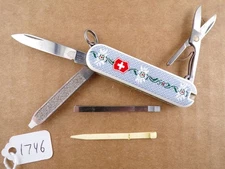 Victorinox Classic SD Swiss Army Knife - Flowers with Blue Pattern - Excellent