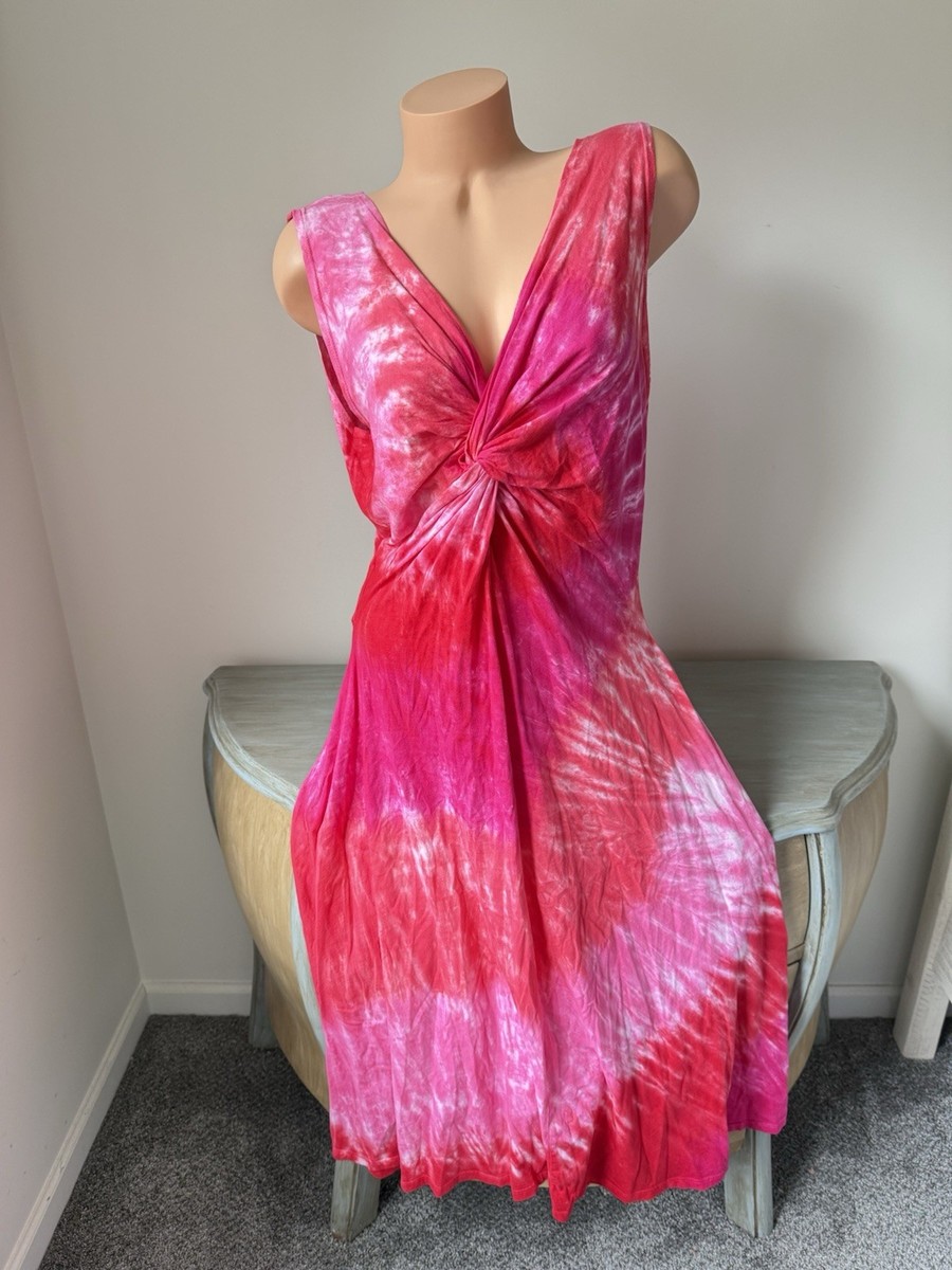 Fabulous Tie Dye twist maxi Dress Boho Sz XXL 2X Tie dye Pink Coastal  Jersey Art | eBay