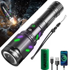 Powerful White Laser LED Flashlight Torch Zoomable USB Rechargeable Outdoor Lamp
