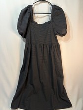 A New Day Swiss Dot Black Dress Short Bell Sleeve Size Medium, Very Nice