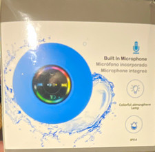 IPX4 Water-Resistant Bluetooth Portable Speaker w/ Mic Colorful Lamp Blue