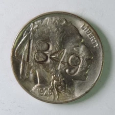 Uncirculated 1929 Buffalo Nickel Coin Counterstamped 1849 JMA C/S Coutermarked