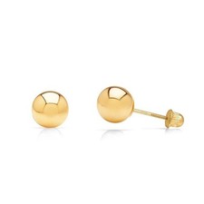 Real 14k Solid Yellow Gold Polished Round Ball Stud Screw Back Earrings