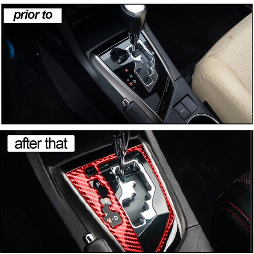For Toyota Corolla 2014-18 Cover Trim Gear Shift Panel Red Carbon Fiber Interior - Picture 3 of 12
