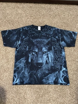 Camiseta vintage The Mountain Wolf 1999 talla XL negra y azul estampada Y2K - Imagen 1 de 4