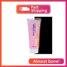 MEICOLY Neon Pink Body Glitter Gel,UV Blacklight Chunky Face Glitter Gel,Glow in