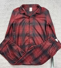 Cat  Jack Boys Medium 8 Red Plaid Holiday Long Sleeve Button Front Pajama Set
