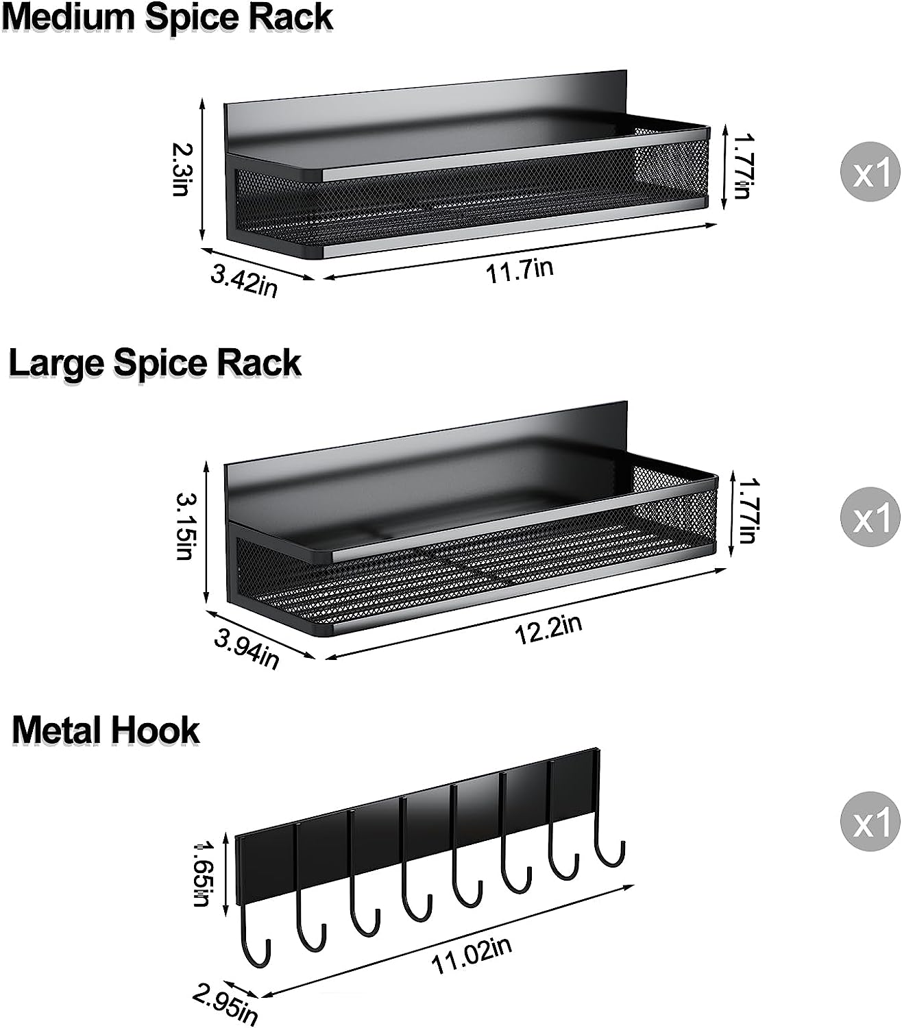 Magnetic Spice Rack for Refrigerator| 3 Pack Magnetic Shelf| Moveable Magnet Fri view 2