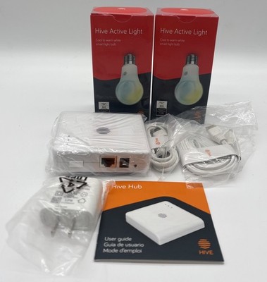 Hive Active Light LED Light Bulbs x2 Includes 1x Hub for Smart Home New