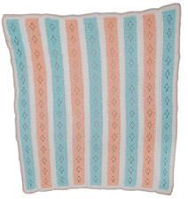 Hand Crochet Sofa Throw Baby Blanket Mile-A-Minute Strip Pastel Colors Afghan