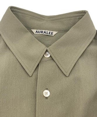 AURALEE HARD TWIST WOOL VIYELLA SHIRT Light Khaki A23SS02WV | eBay