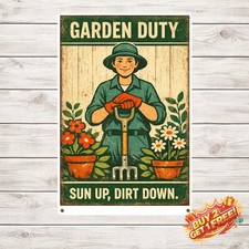Hoeing Ain't Easy Vintage Garden Signs Funny Rustic Metal Yard Art Plaque