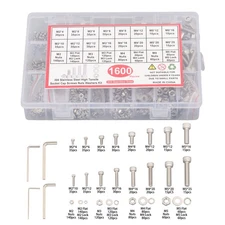 1600 Pcs M2 M3 M4 M5 Hardware Kit, 304 Stainless Steel Metric Screw Assortment