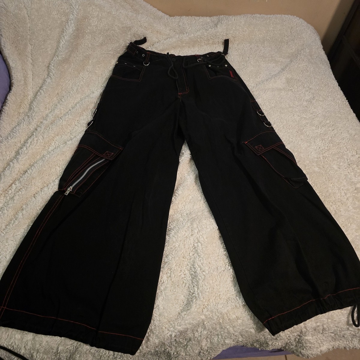 tripp nyc wide leg pants Goth Red Black Large