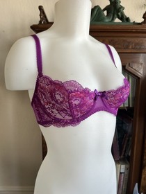 Agent Provocateur L&rsquo;Agent Sheer Bra Purple/pink 32D Lace Unlined NWT Adlina
