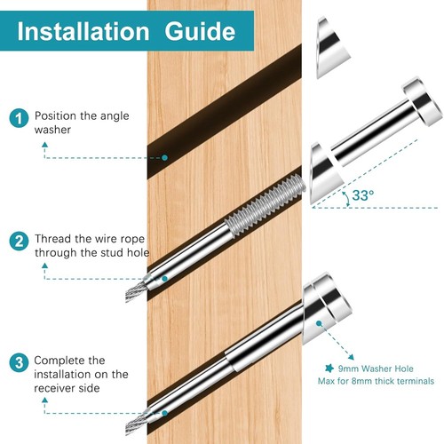 1X( Cable Railing Kits, T316 Stainless Steel 20Pack Terminal and 20Pack2787 - Bild 6 von 8