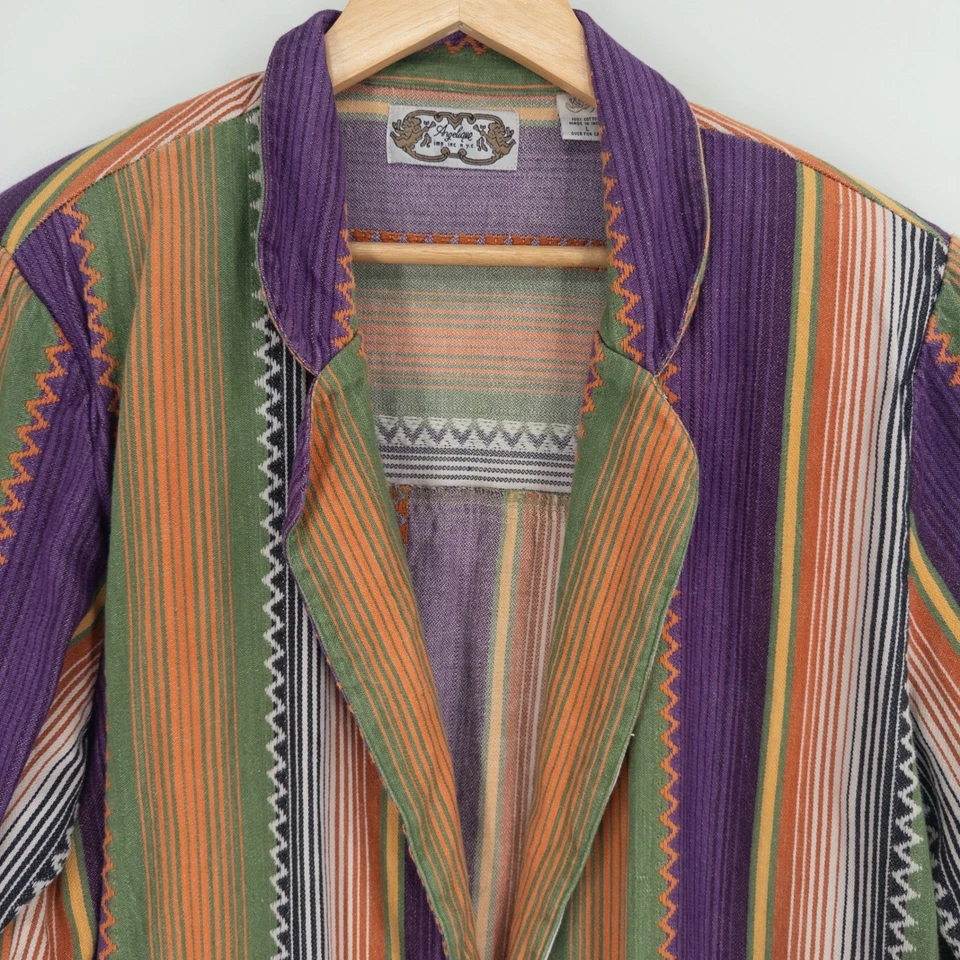Vintage 90s Colorful Jacket Blazer Womens L Angelique Boho Woven Hippie Festival - Image 4 of 4