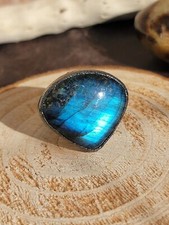 Natural Labradorite Ring 925 Sterling Silver Handmade Gemstone Ring For Girls