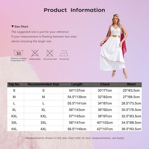 Damen Kostüm Weiches Robe Angenehmes Kleid Ägyptische Maxikleid Nachtclub Toga - Bild 25 von 42