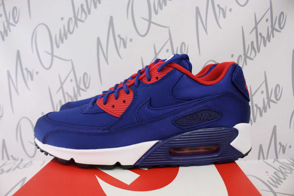 NIKE AIR MAX 90 SE NYLON SZ 9.5 DEEP ROYAL BLUE WHITE RED AO1063 400 NIKE AIR MAX 90 SE NYLON SZ 9.5 DEEP ROYAL BLUE WHITE RED AO1063 400